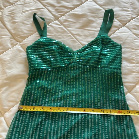 Vintage Emerald Green Retro Sequin Cocktail MIDI Dress Size 0 - Picture 6 of 14